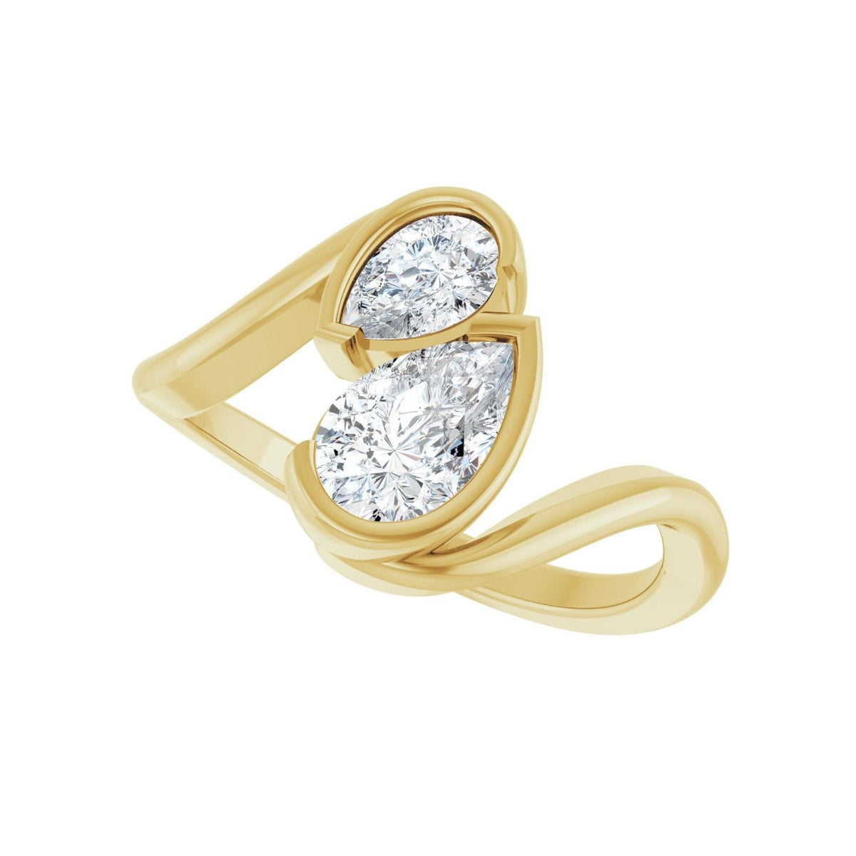 Sapphire Row Lab-Grown Pear Diamond Two-Stone Engagement Ring - 14K Yellow Gold, 1 ctw (view 5)