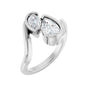 Sapphire Row Lab-Grown Pear Diamond Two-Stone Engagement Ring - 14K White Gold, 1 ctw