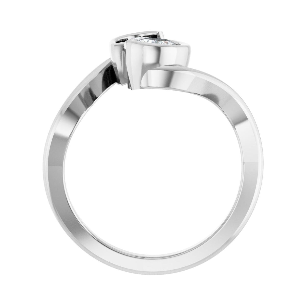 Sapphire Row Lab-Grown Pear Diamond Two-Stone Engagement Ring - 14K White Gold, 1 ctw (view 2)