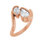 Sapphire Row Lab-Grown Pear Diamond Two-Stone Engagement Ring - 14K Rose Gold, 1 ctw