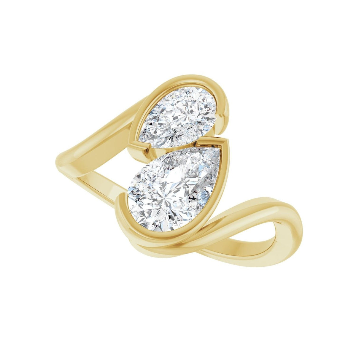 Sapphire Row Lab-Grown Pear Diamond Two-Stone Engagement Ring - 14K Yellow Gold (view 5)