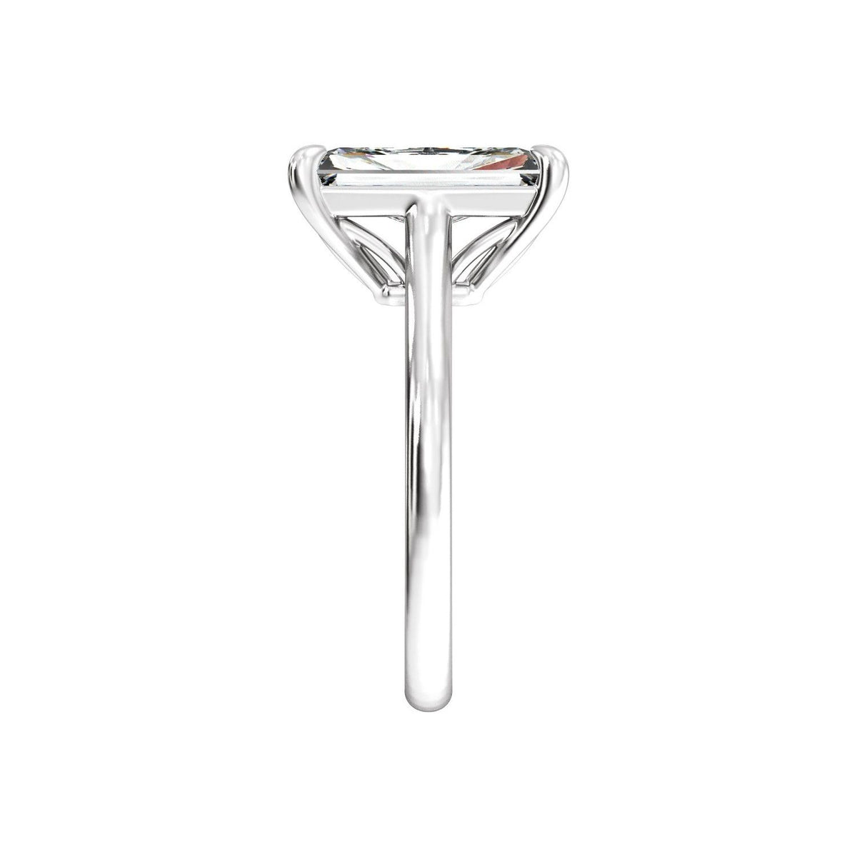 Sapphire Row Lab-Grown Radiant-Cut Diamond Cathedral Claw-Prong Solitaire Engagement Ring - 14K White Gold (view 4)