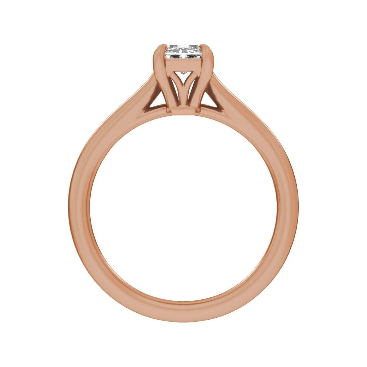 Sapphire Row Lab-Grown Radiant-Cut Diamond Cathedral Claw-Prong Solitaire Engagement Ring - 14K Rose Gold, 1 ctw (view 2)