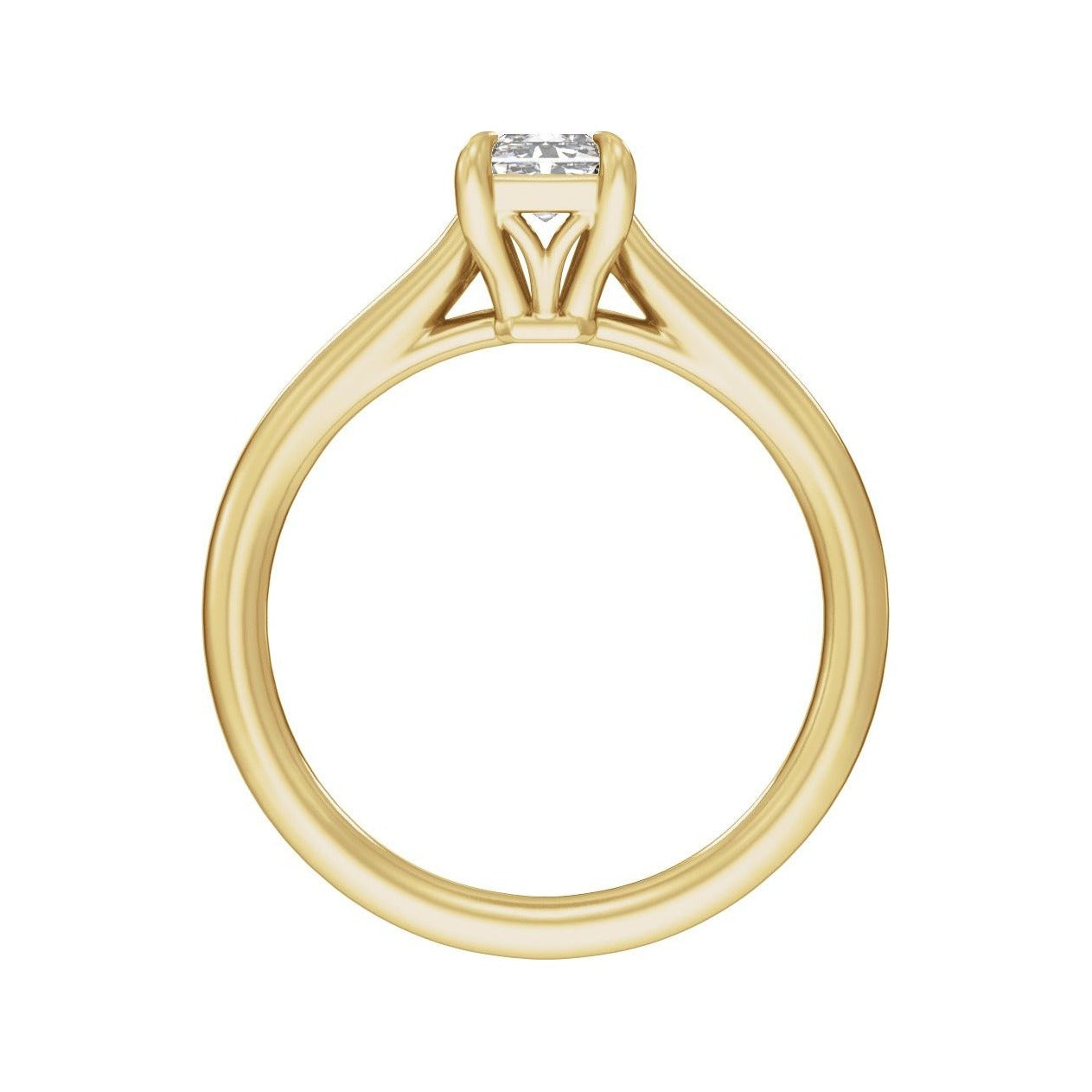 Sapphire Row Lab-Grown Radiant-Cut Diamond Cathedral Claw-Prong Solitaire Engagement Ring - 14K Yellow Gold (view 2)