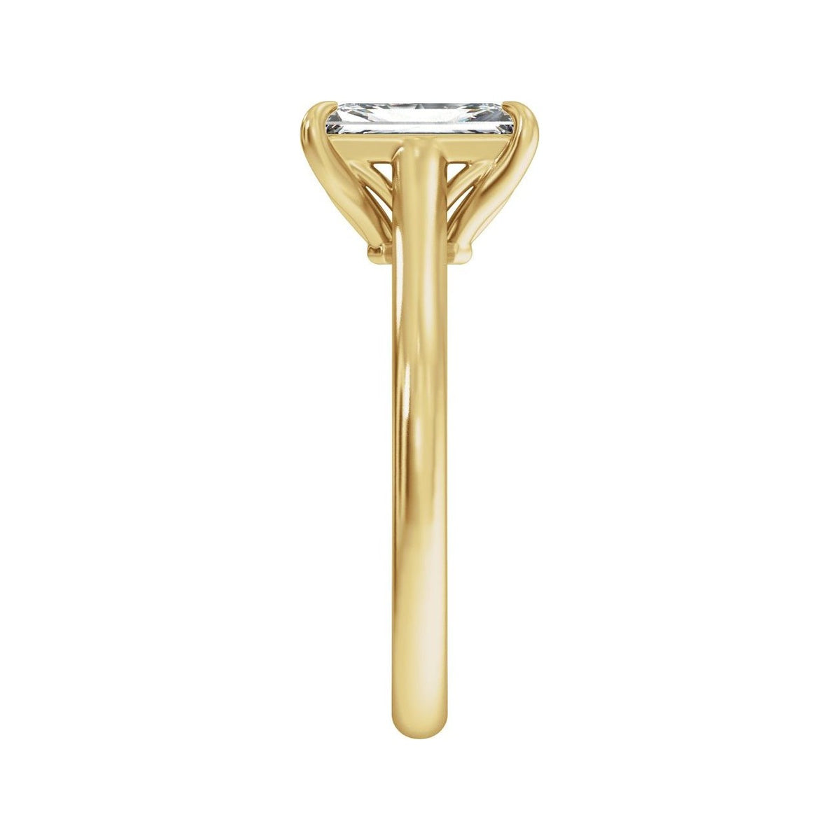 Sapphire Row Lab-Grown Radiant-Cut Diamond Cathedral Claw-Prong Solitaire Engagement Ring - 14K Yellow Gold (view 4)