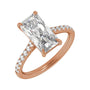 Sapphire Row Lab-Grown Radiant-Cut Diamond Claw-Prong Accented Engagement Ring - 14K Rose Gold, 3 1/3 ctw