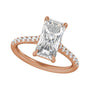 Sapphire Row Lab-Grown Radiant-Cut Diamond Claw-Prong Accented Engagement Ring - 14K Rose Gold, 3 1/3 ctw (view 5)