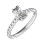 Sapphire Row Lab-Grown Radiant-Cut Diamond Claw-Prong Accented Engagement Ring - 14K White Gold, 1 1/3 ctw