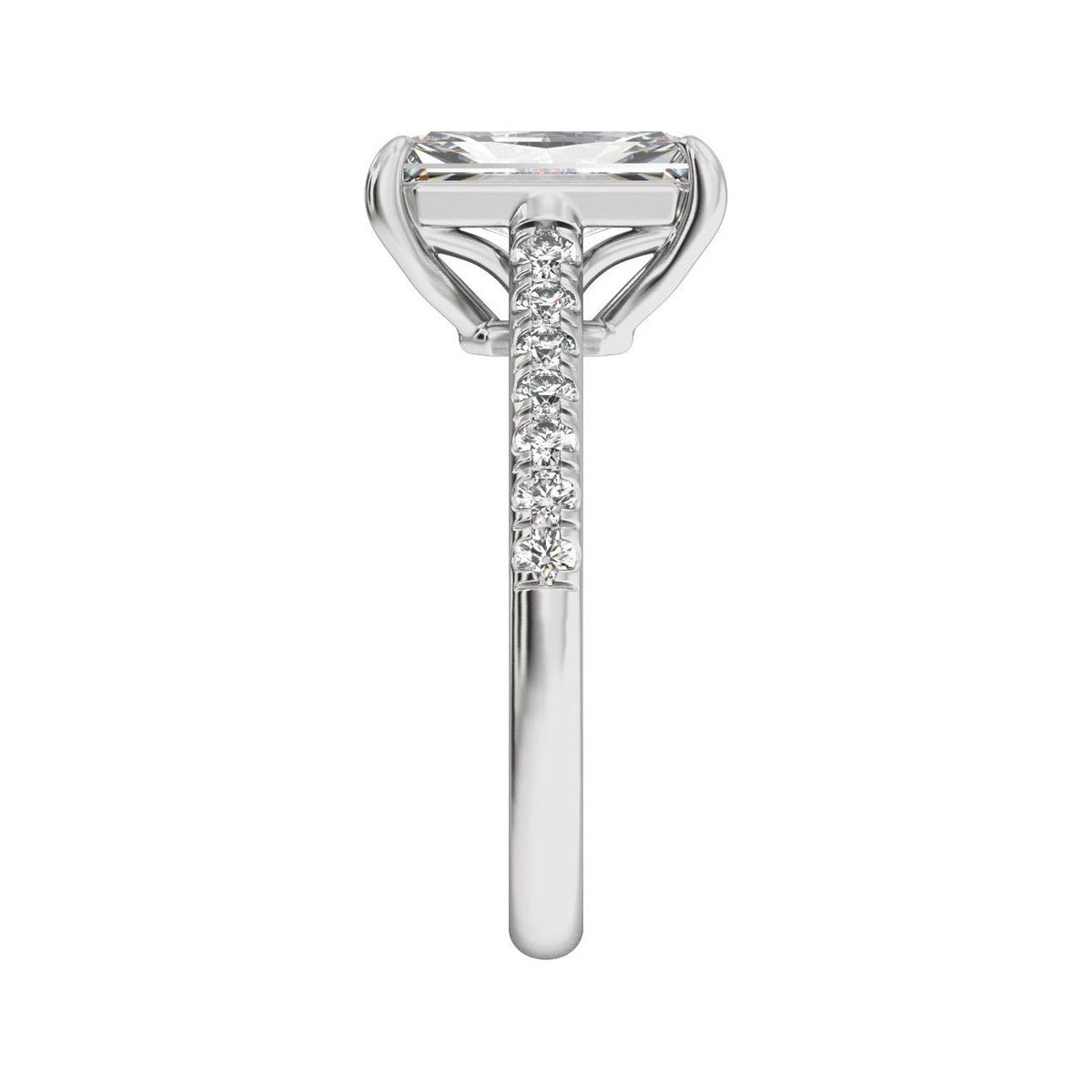 Sapphire Row Lab-Grown Radiant-Cut Diamond Claw-Prong Accented Engagement Ring - Platinum, 2 1/3 ctw (view 4)
