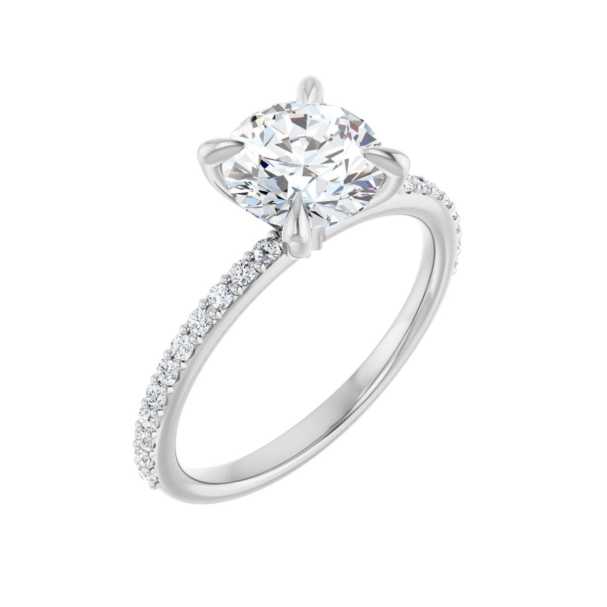 Sapphire Row Lab-Grown Round Diamond Accented Engagement Ring - 14K White Gold
