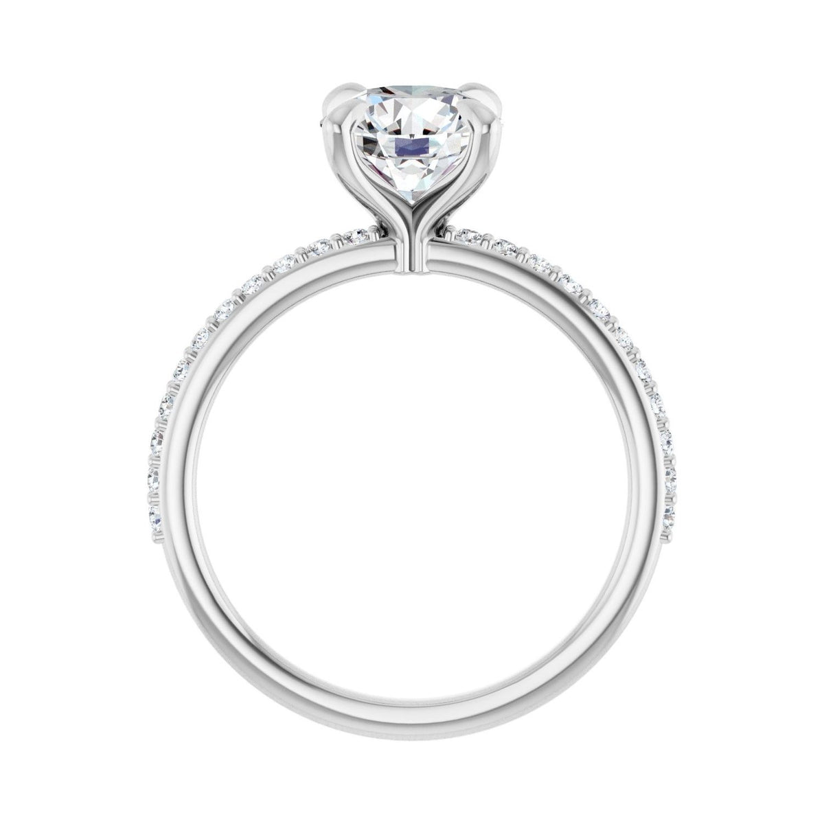 Sapphire Row Lab-Grown Round Diamond Accented Engagement Ring - 14K White Gold (view 2)