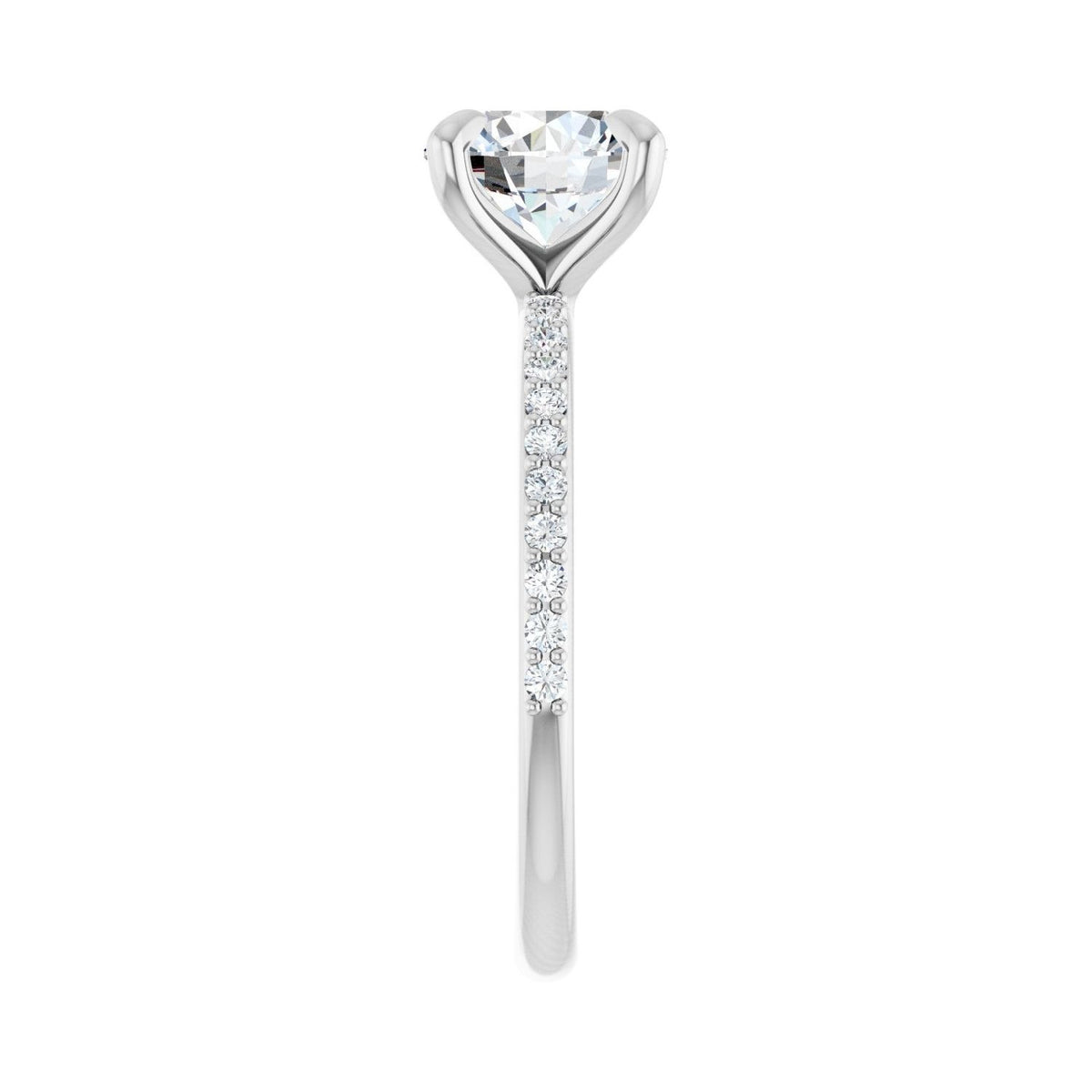 Sapphire Row Lab-Grown Round Diamond Accented Engagement Ring - 14K White Gold (view 4)