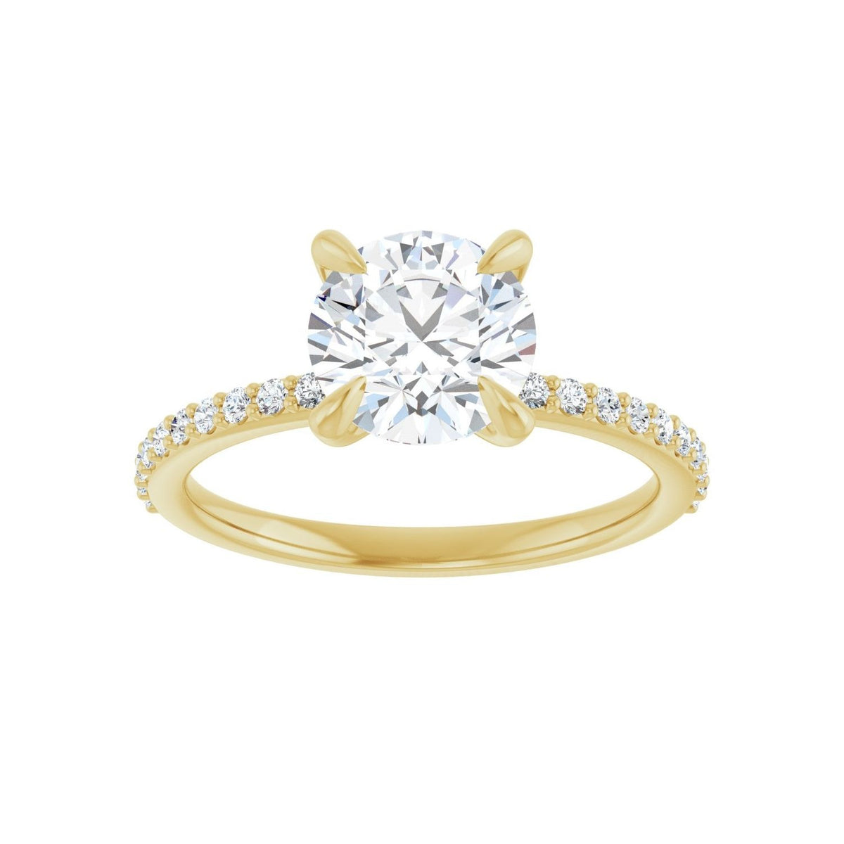 Sapphire Row Lab-Grown Round Diamond Accented Engagement Ring - 14K Yellow Gold (view 3)