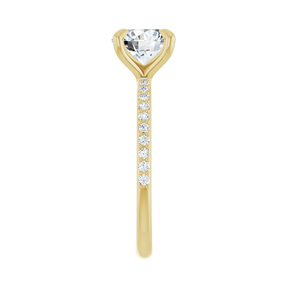 Sapphire Row Lab-Grown Round Diamond Accented Engagement Ring - 14K Yellow Gold (view 4)