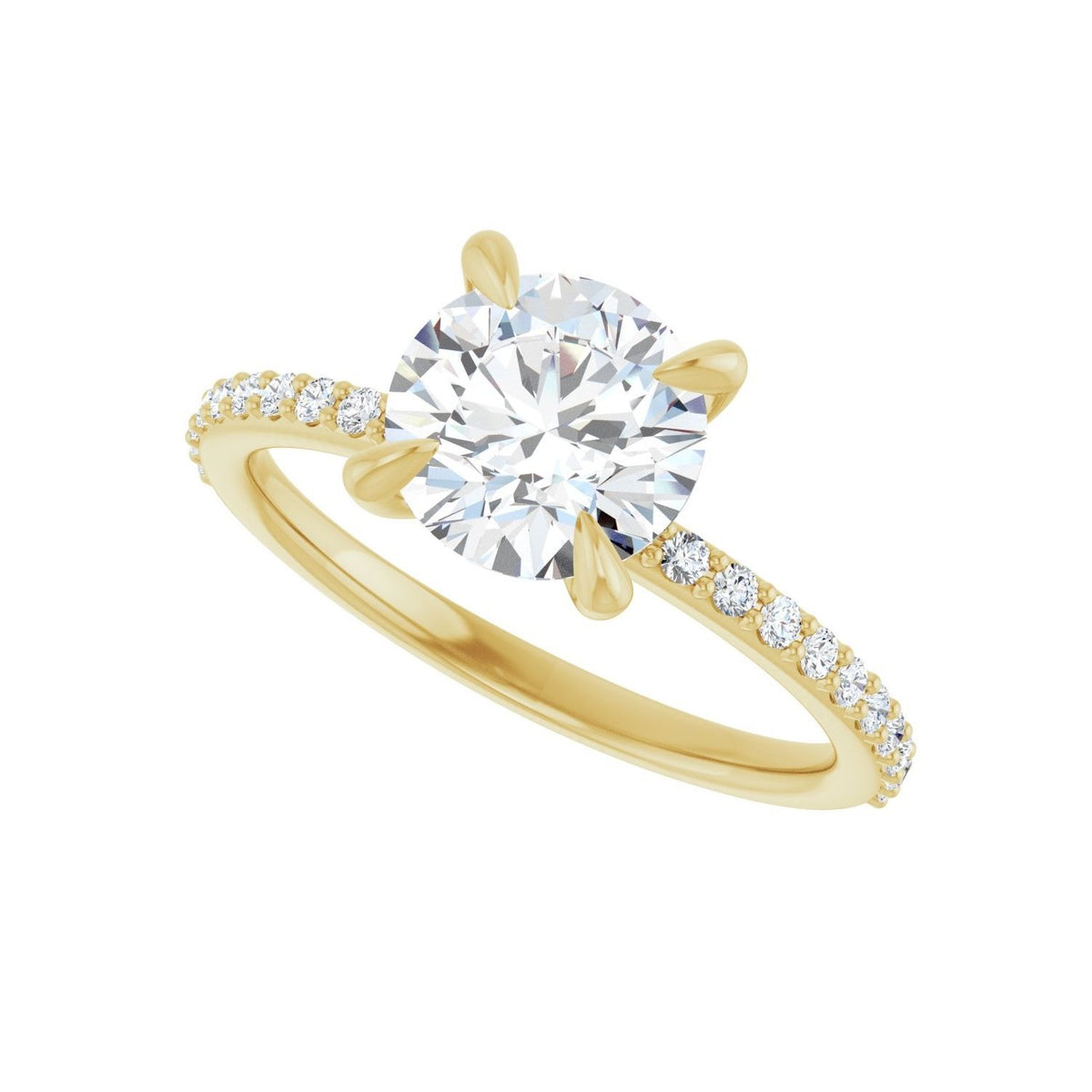 Sapphire Row Lab-Grown Round Diamond Accented Engagement Ring - 14K Yellow Gold (view 5)