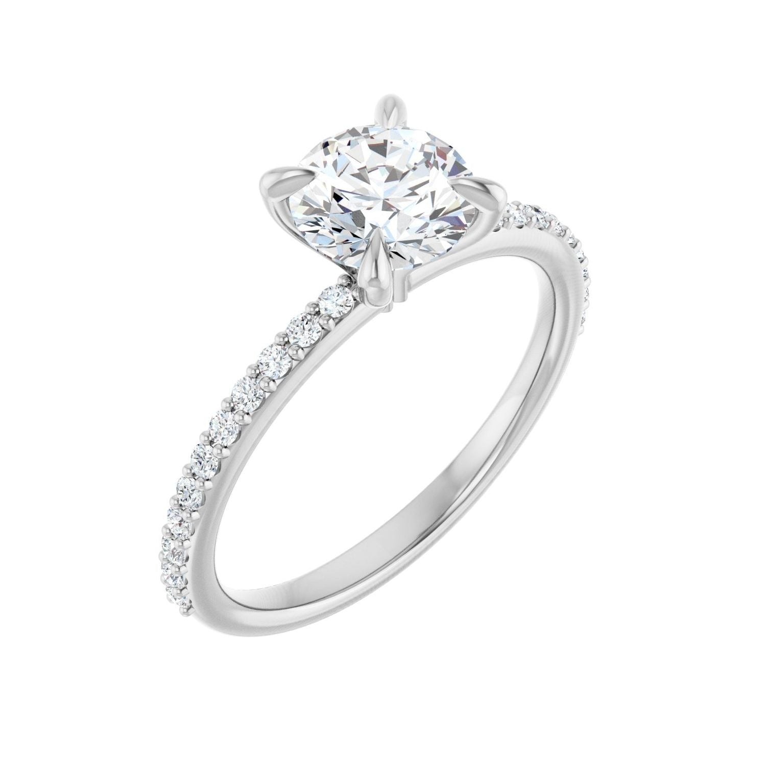 Sapphire Row Lab-Grown Round Diamond Accented Engagement Ring - 14K White Gold, 1 1/5 ctw