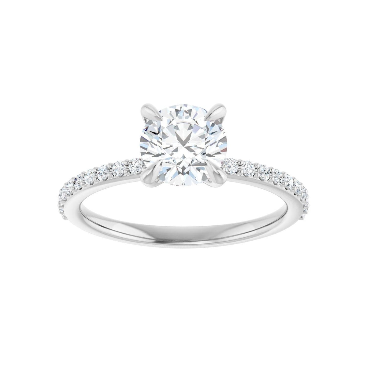 Sapphire Row Lab-Grown Round Diamond Accented Engagement Ring - 14K White Gold, 1 1/5 ctw (view 3)