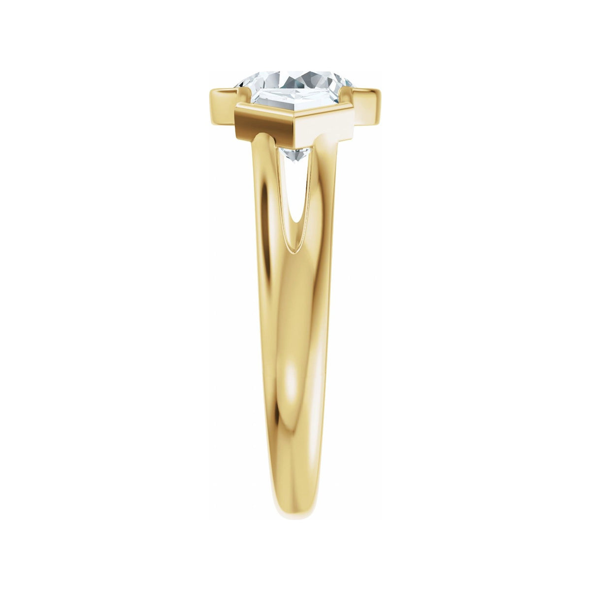 Sapphire Row Lab-Grown Round Diamond Bezel-Set Three-Stone Engagement Ring - 14K Yellow Gold (view 4)