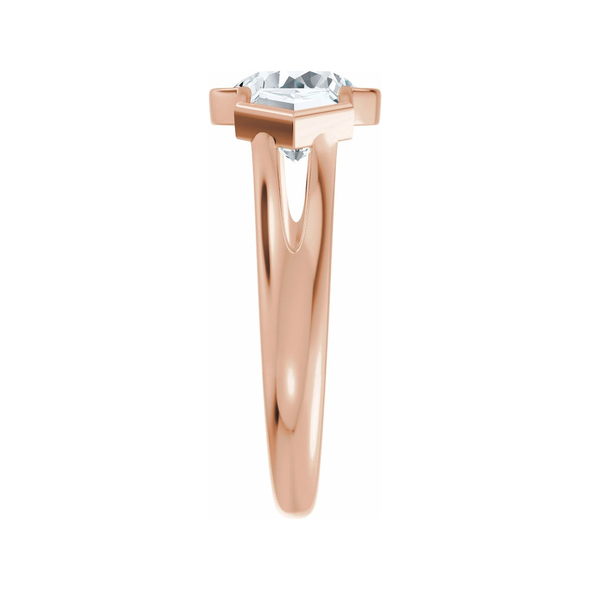 Sapphire Row Lab-Grown Round Diamond Bezel-Set Three-Stone Engagement Ring - 14K Rose Gold (view 4)