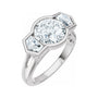 Sapphire Row Lab-Grown Round Diamond Bezel-Set Three-Stone Engagement Ring - 14K White Gold