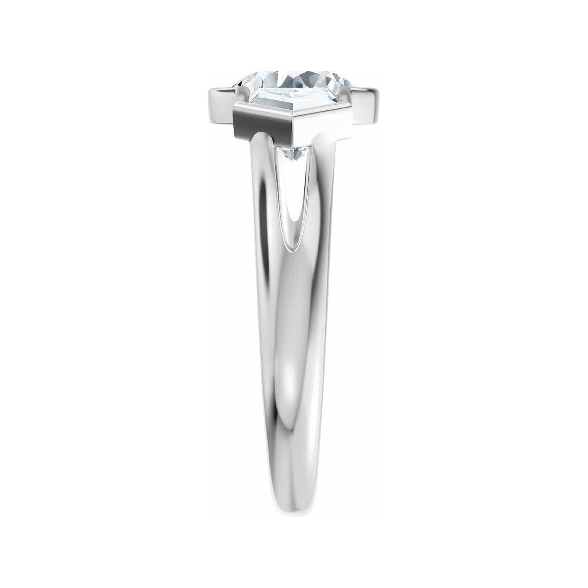Sapphire Row Lab-Grown Round Diamond Bezel-Set Three-Stone Engagement Ring - 14K White Gold (view 4)