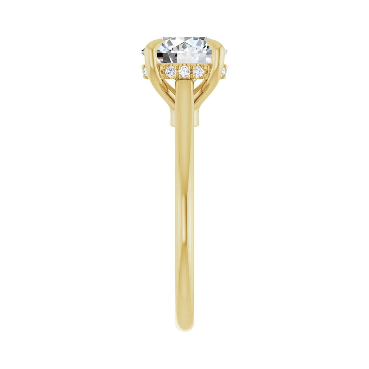Sapphire Row Lab-Grown Round Diamond Cathedral Claw-Prong Hidden Halo-Style Engagement Ring - 14K Yellow Gold, 2 ctw (view 4)