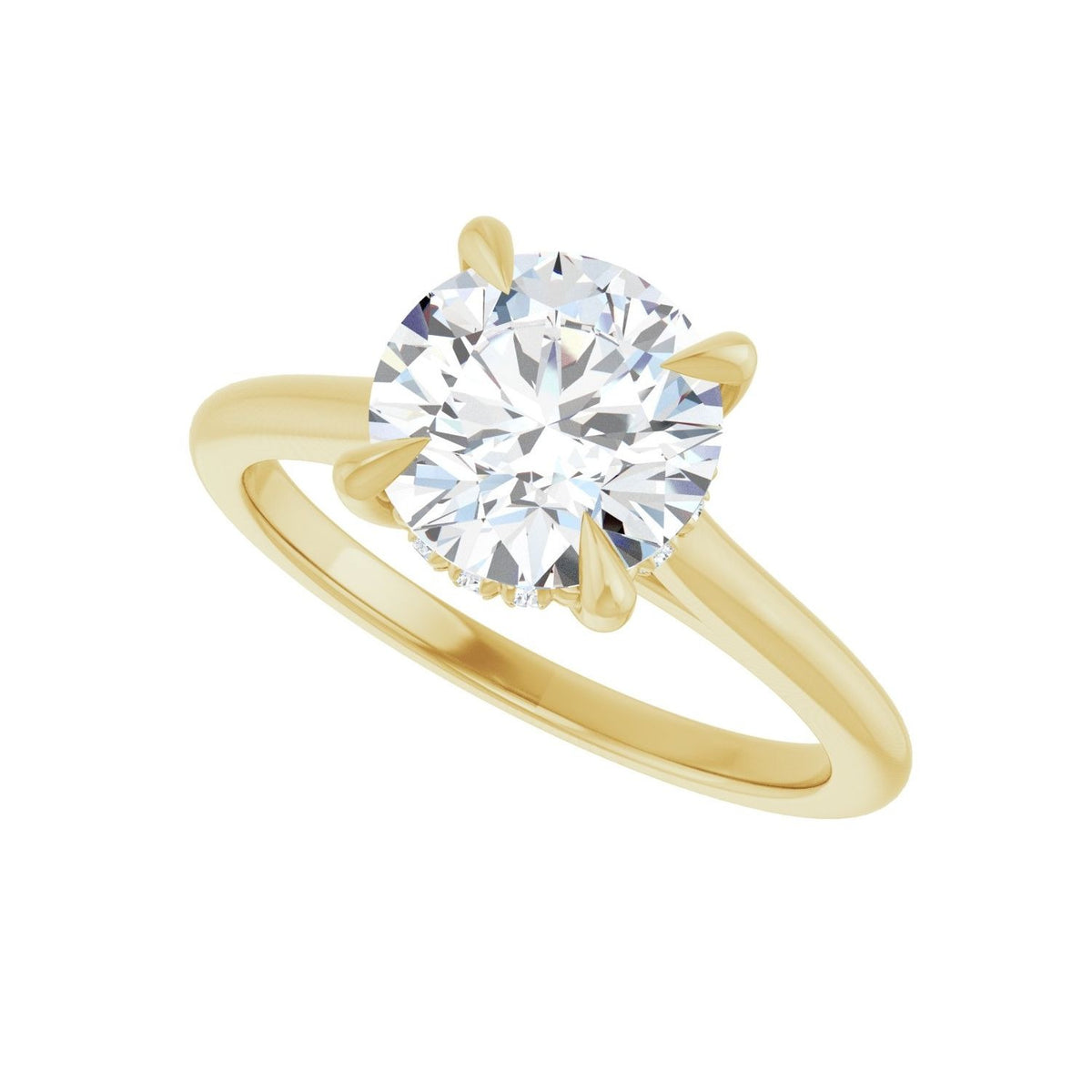 Sapphire Row Lab-Grown Round Diamond Cathedral Claw-Prong Hidden Halo-Style Engagement Ring - 14K Yellow Gold, 2 ctw (view 5)