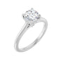 Sapphire Row Lab-Grown Round Diamond Cathedral Claw-Prong Hidden Halo-Style Engagement Ring - 14K White Gold, 1 ctw