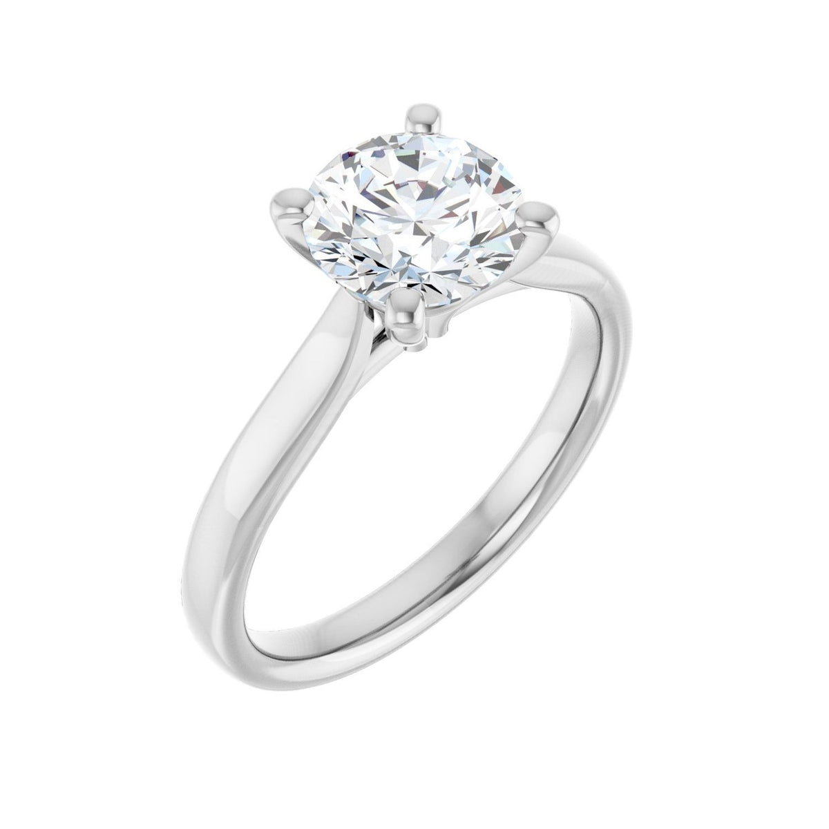 Sapphire Row Lab-Grown Round Diamond Cathedral Solitaire Engagement Ring - 14K White Gold, 1 1/2 ctw