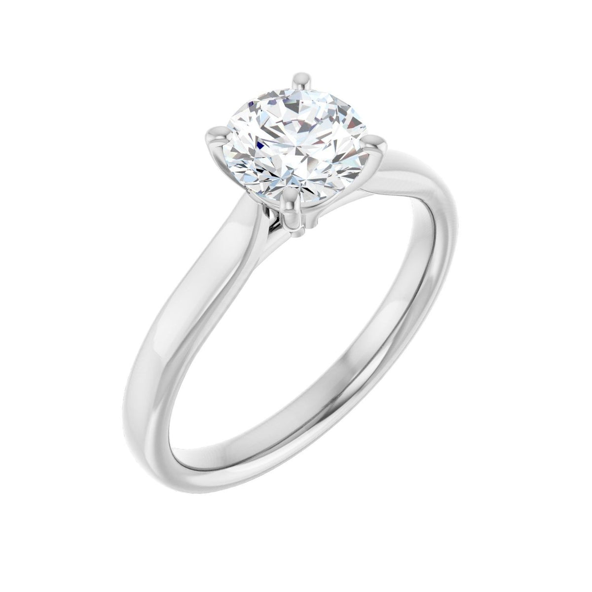 Sapphire Row Lab-Grown Round Diamond Cathedral Solitaire Engagement Ring - 14K White Gold, 1 ctw