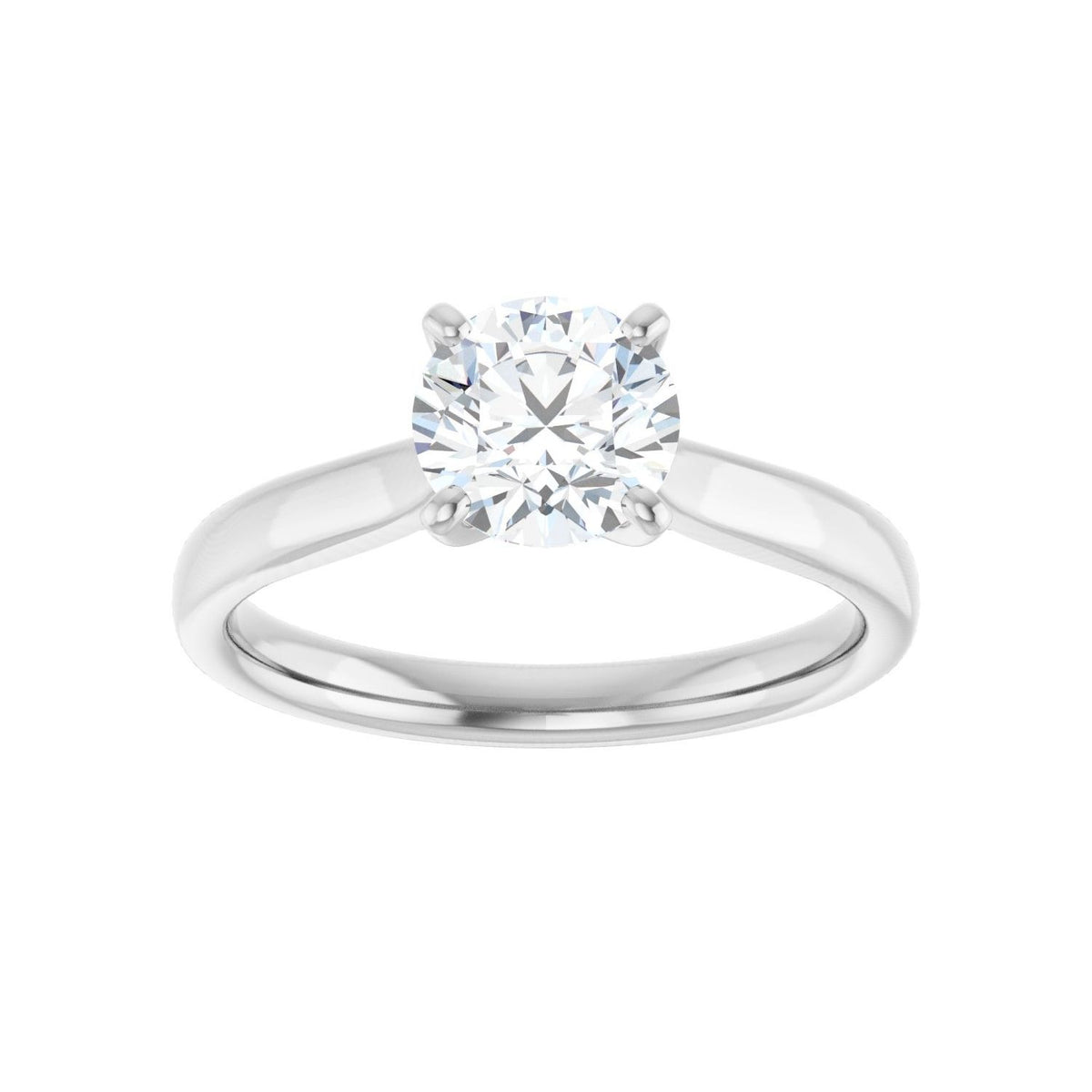 Sapphire Row Lab-Grown Round Diamond Cathedral Solitaire Engagement Ring - 14K White Gold, 1 ctw (view 3)
