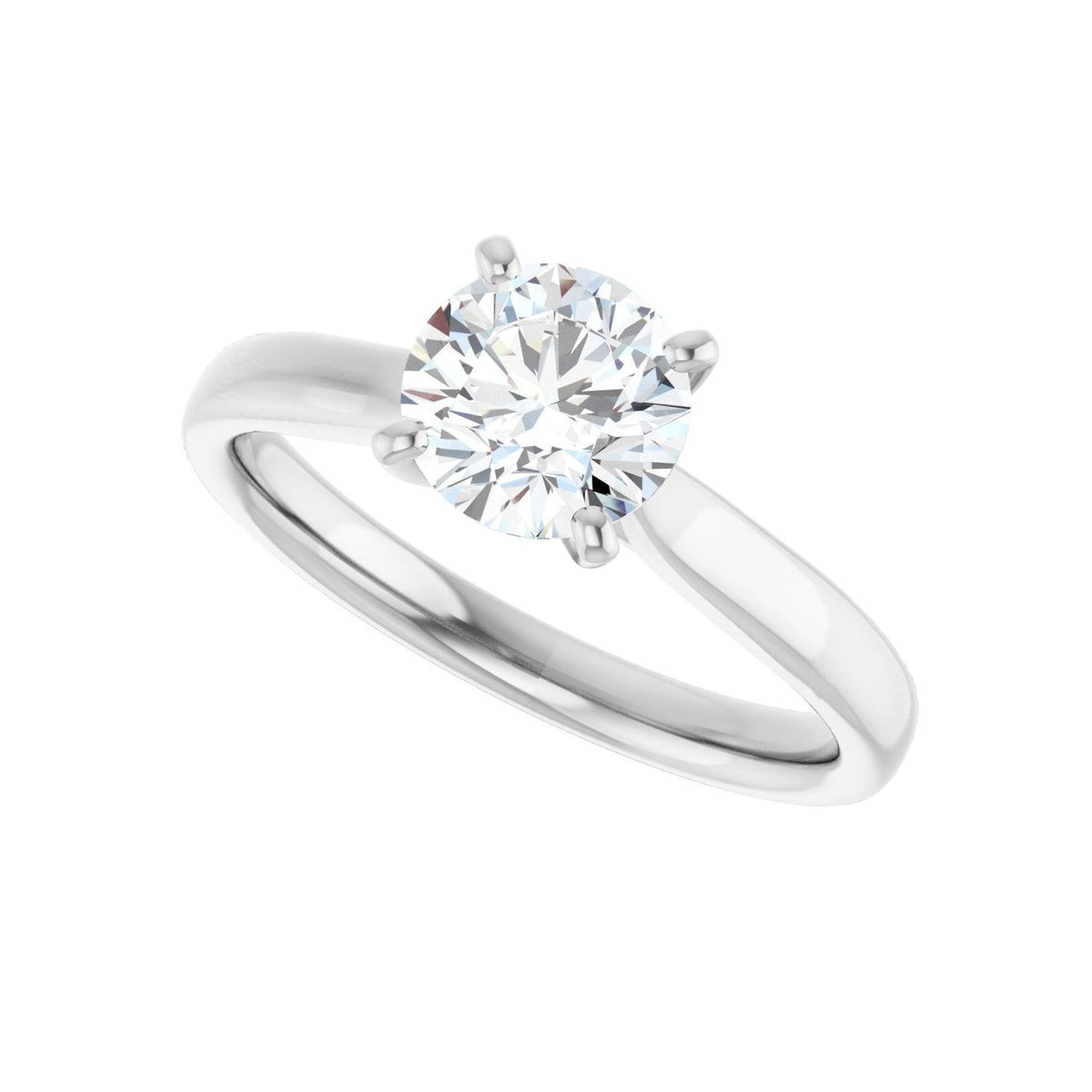 Sapphire Row Lab-Grown Round Diamond Cathedral Solitaire Engagement Ring - 14K White Gold, 1 ctw (view 5)