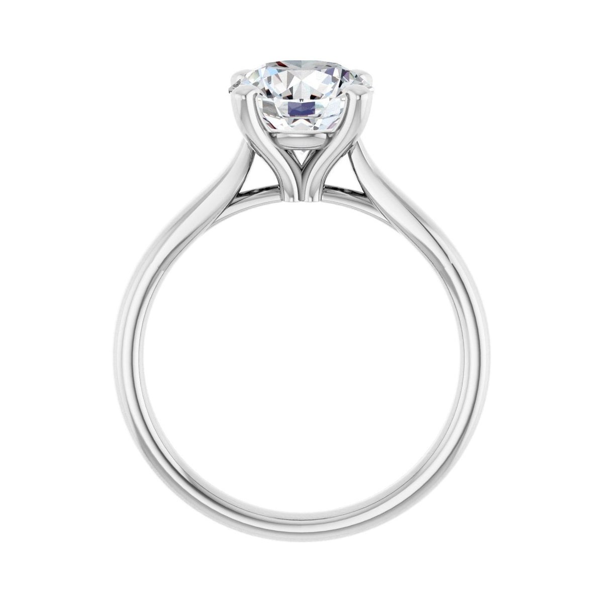 Sapphire Row Lab-Grown Round Diamond Cathedral Solitaire Engagement Ring - 14K White Gold, 2 ctw (view 2)