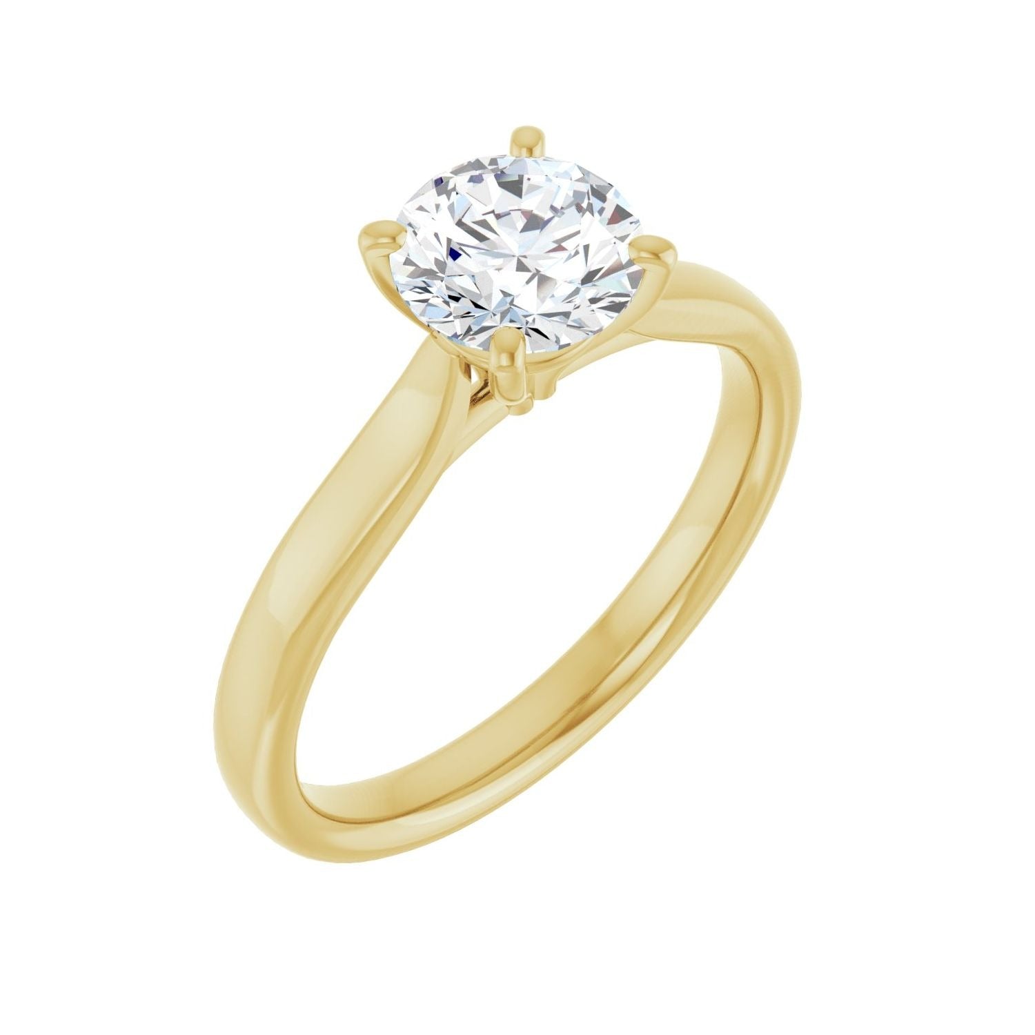 Sapphire Row Lab-Grown Round Diamond Cathedral Solitaire Engagement Ring - 14K Yellow Gold, 1 ctw