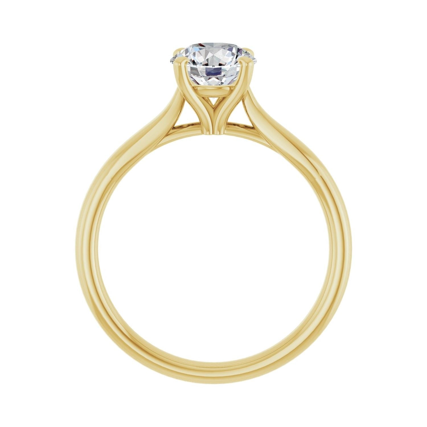Sapphire Row Lab-Grown Round Diamond Cathedral Solitaire Engagement Ring - 14K Yellow Gold, 1 ctw (view 2)