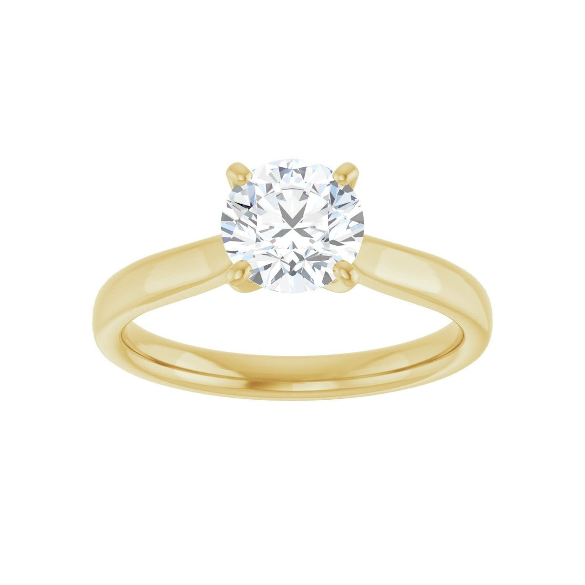 Sapphire Row Lab-Grown Round Diamond Cathedral Solitaire Engagement Ring - 14K Yellow Gold, 1 ctw (view 3)