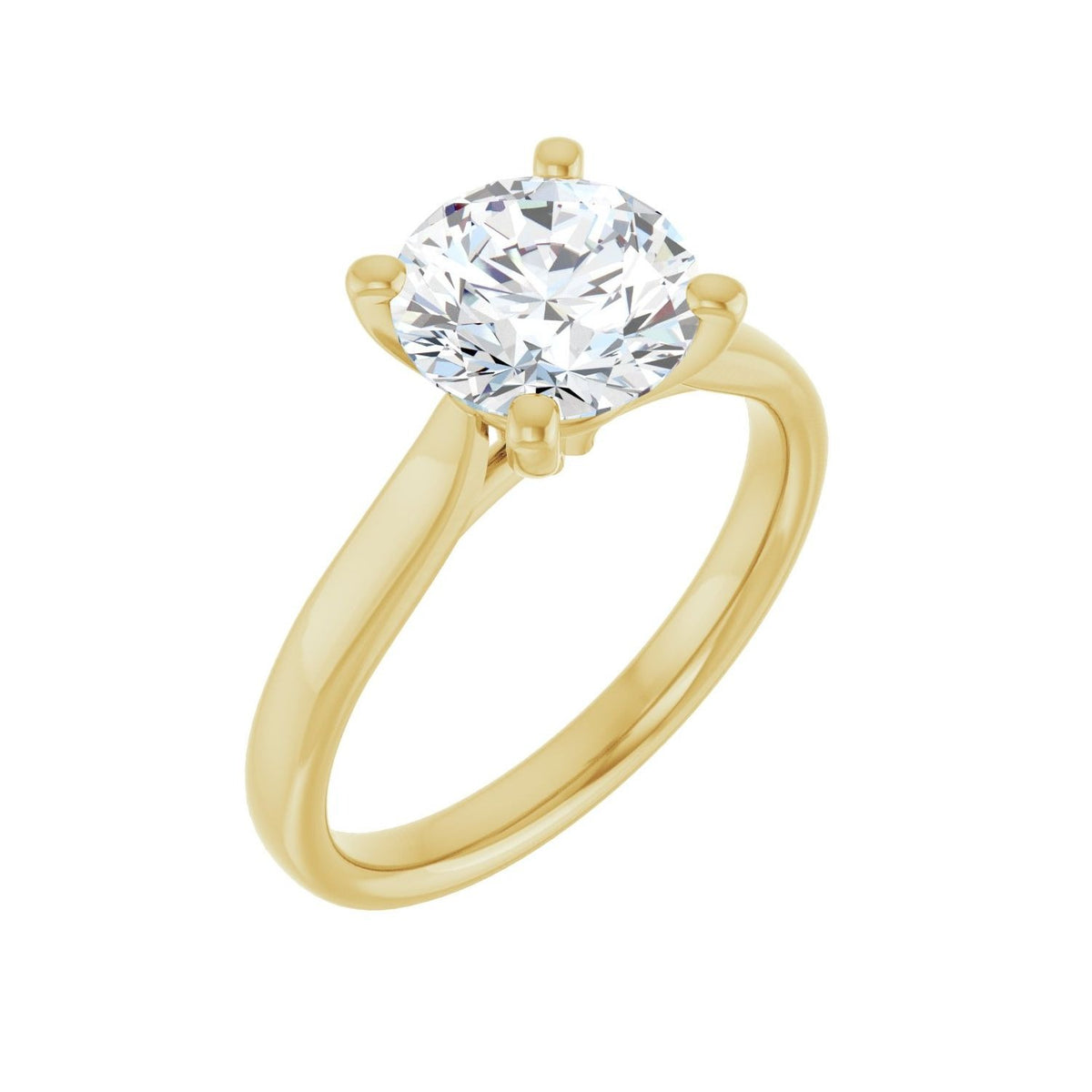 Sapphire Row Lab-Grown Round Diamond Cathedral Solitaire Engagement Ring - 14K Yellow Gold, 2 ctw