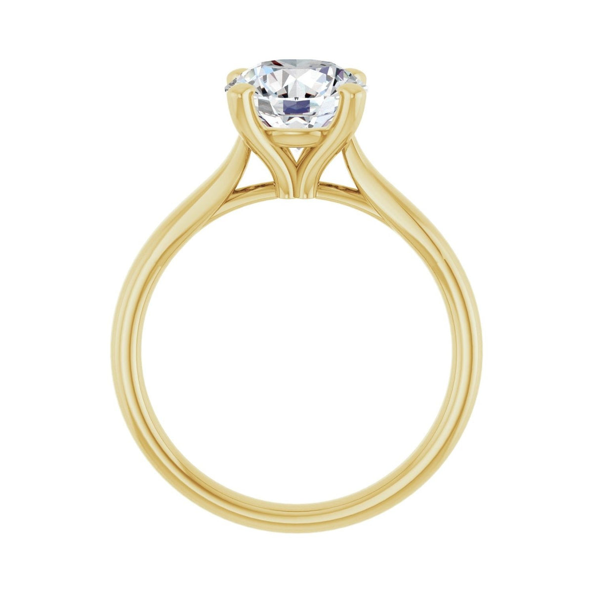 Sapphire Row Lab-Grown Round Diamond Cathedral Solitaire Engagement Ring - 14K Yellow Gold, 2 ctw (view 2)