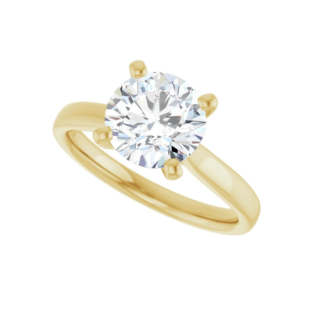 Sapphire Row Lab-Grown Round Diamond Cathedral Solitaire Engagement Ring - 14K Yellow Gold, 2 ctw (view 5)