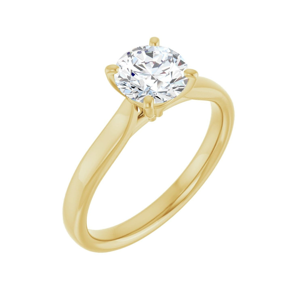 Sapphire Row Lab-Grown Round Diamond Cathedral Solitaire Engagement Ring - 14K Yellow Gold, 2 ctw (view 6)