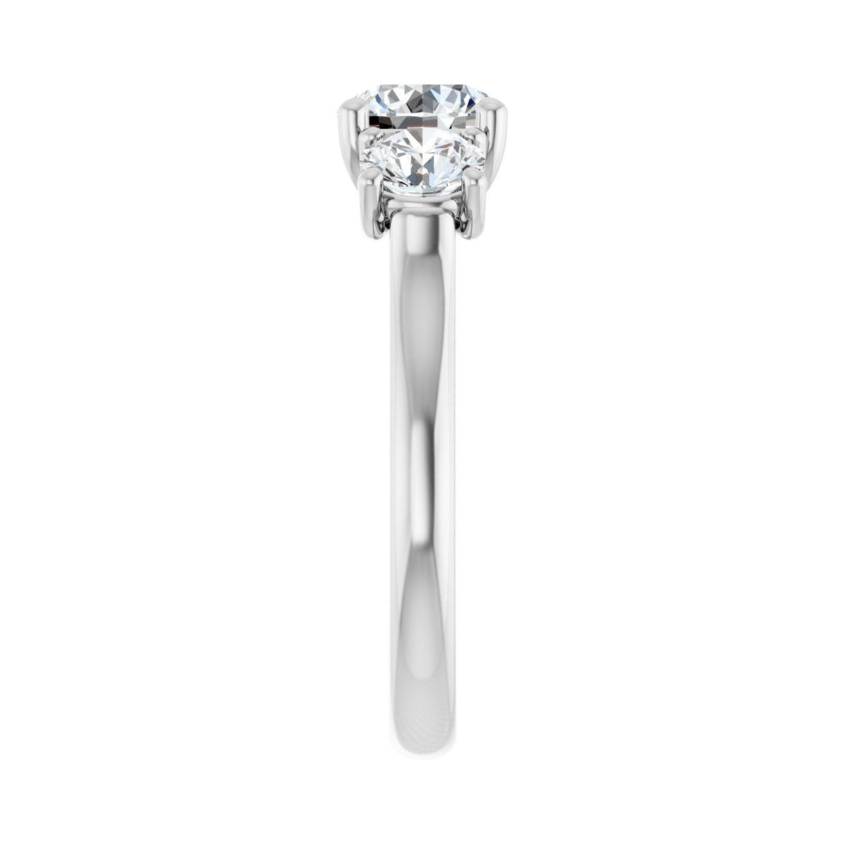 Sapphire Row Lab-Grown Round Diamond Cathedral Three-Stone Engagement Ring - 14K White Gold, 1 3/4 ctw (view 4)