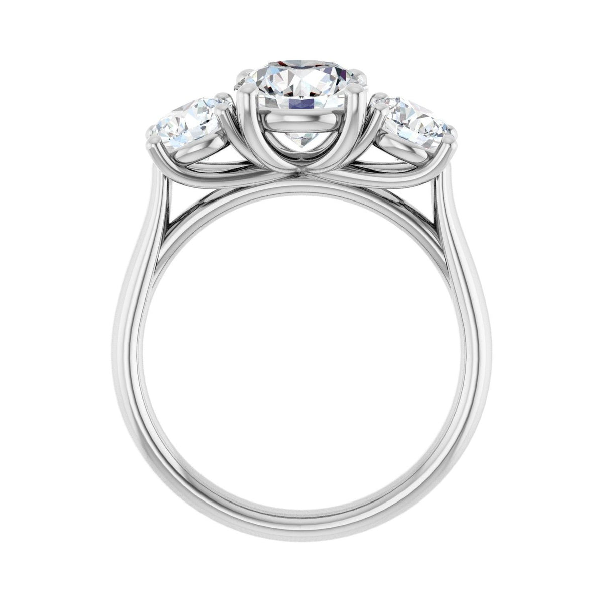 Sapphire Row Lab-Grown Round Diamond Cathedral Three-Stone Engagement Ring - 14K White Gold, 2 1/2 ctw (view 2)