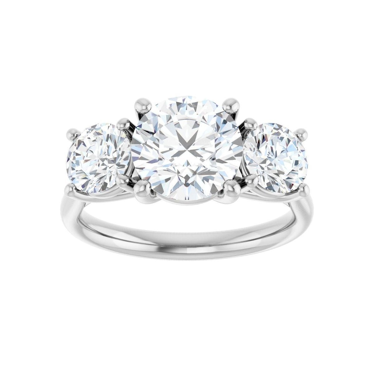 Sapphire Row Lab-Grown Round Diamond Cathedral Three-Stone Engagement Ring - 14K White Gold, 3 1/5 ctw (view 3)