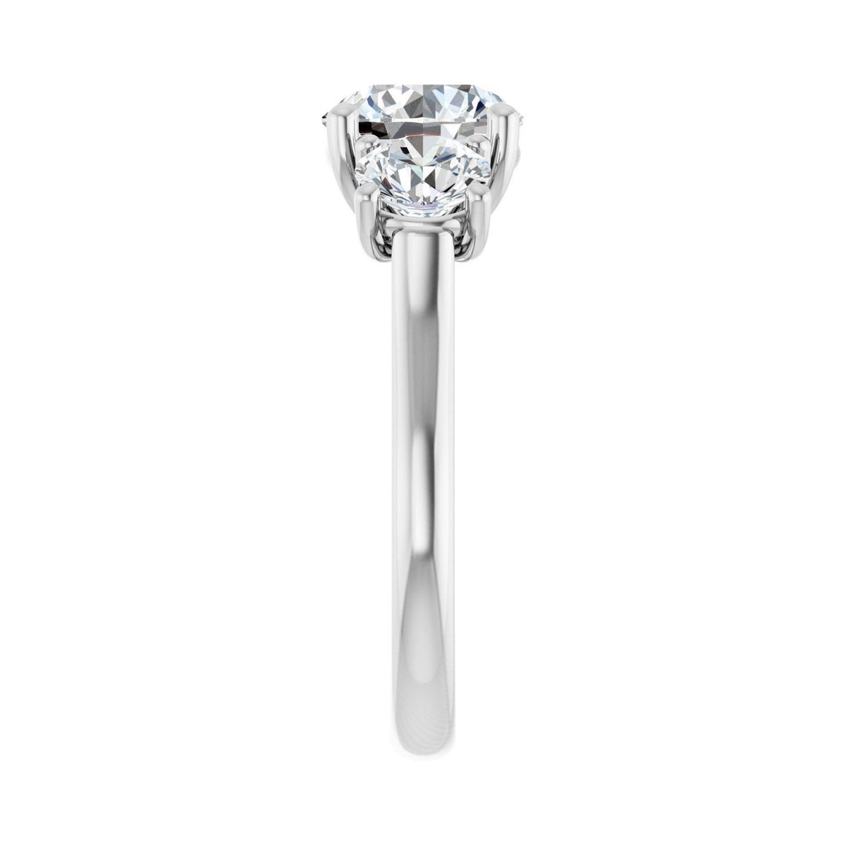 Sapphire Row Lab-Grown Round Diamond Cathedral Three-Stone Engagement Ring - 14K White Gold, 3 1/5 ctw (view 4)