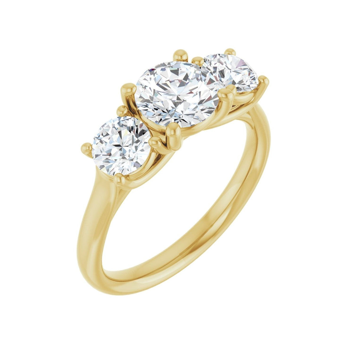 Sapphire Row Lab-Grown Round Diamond Cathedral Three-Stone Engagement Ring - 14K Yellow Gold, 1 3/4 ctw