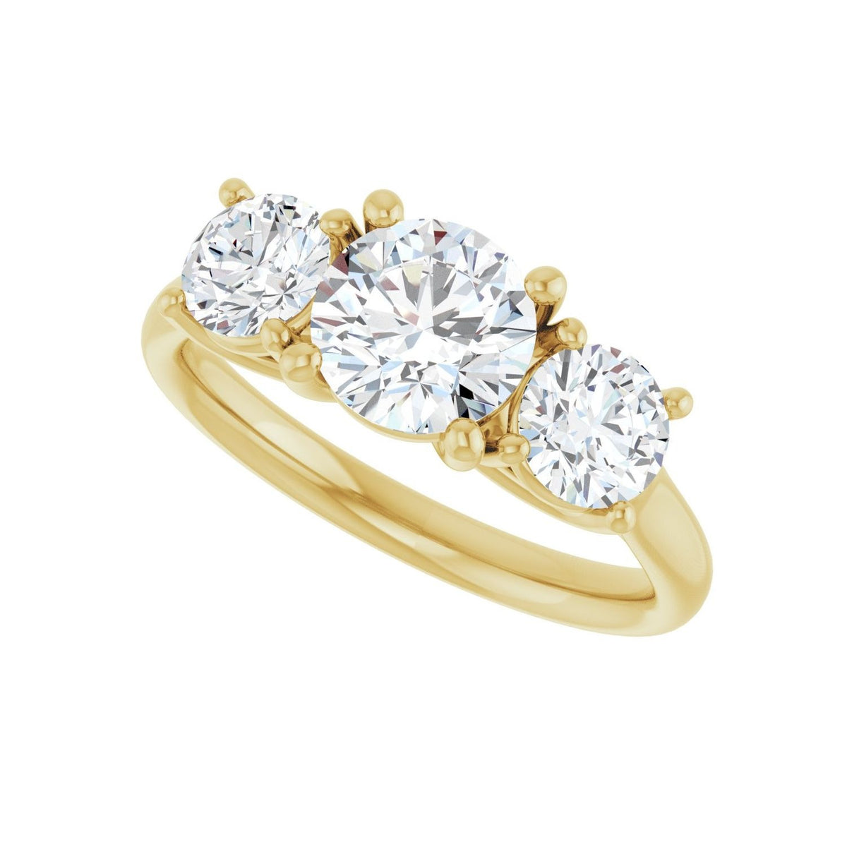 Sapphire Row Lab-Grown Round Diamond Cathedral Three-Stone Engagement Ring - 14K Yellow Gold, 1 3/4 ctw (view 5)
