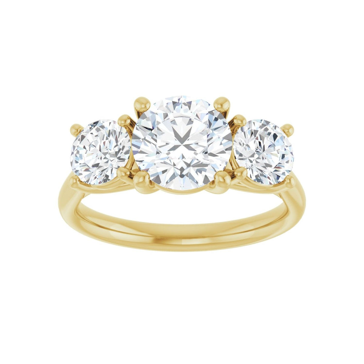 Sapphire Row Lab-Grown Round Diamond Cathedral Three-Stone Engagement Ring - 14K Yellow Gold, 2 1/2 ctw (view 3)