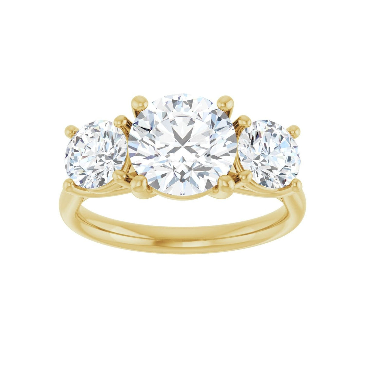 Sapphire Row Lab-Grown Round Diamond Cathedral Three-Stone Engagement Ring - 14K Yellow Gold, 3 1/5 ctw (view 3)