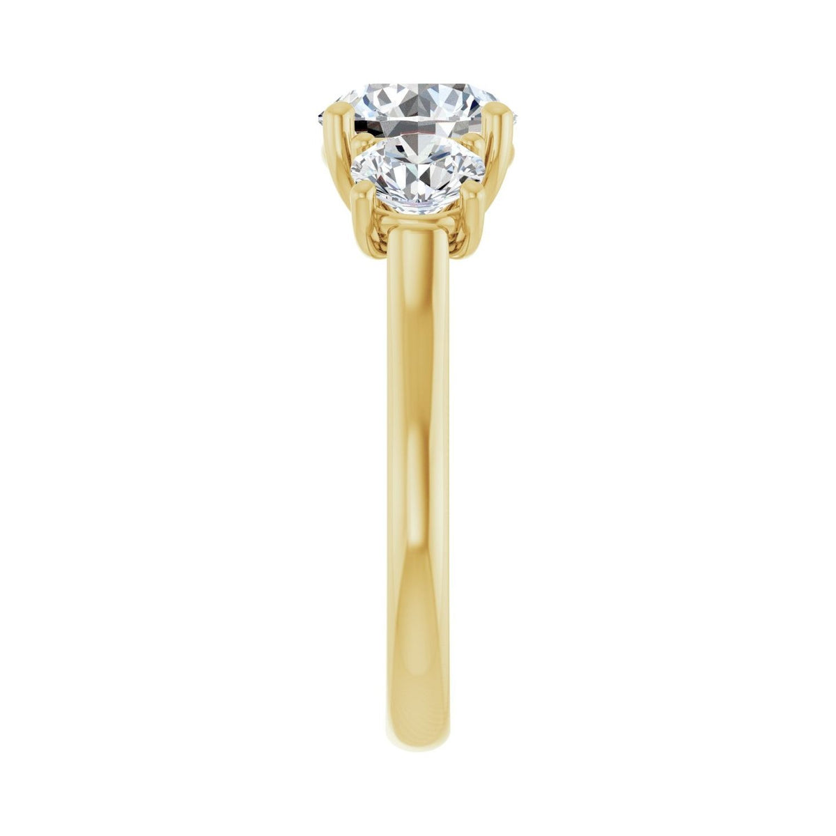 Sapphire Row Lab-Grown Round Diamond Cathedral Three-Stone Engagement Ring - 14K Yellow Gold, 3 1/5 ctw (view 4)