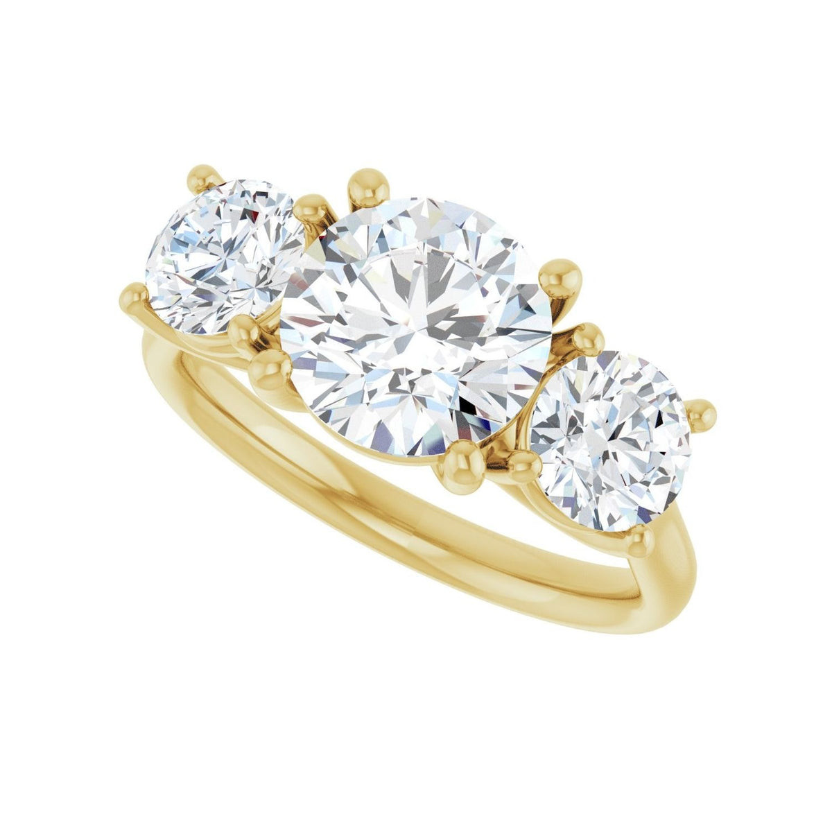 Sapphire Row Lab-Grown Round Diamond Cathedral Three-Stone Engagement Ring - 14K Yellow Gold, 3 1/5 ctw (view 5)